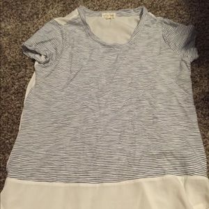 Navy blue and white striped shirt